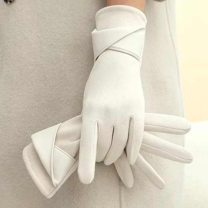Women's Winter Gloves Insulated Fleece Lined Faux Suede with Cuff Detail - Image 6