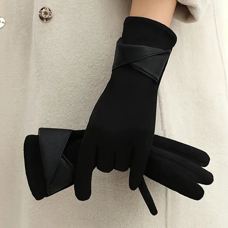 Women's Winter Gloves Insulated Fleece Lined Faux Suede with Cuff Detail - Image 7