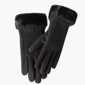Women's Winter Gloves Insulated with Faux Suede and Fur Cuffs - Image 1