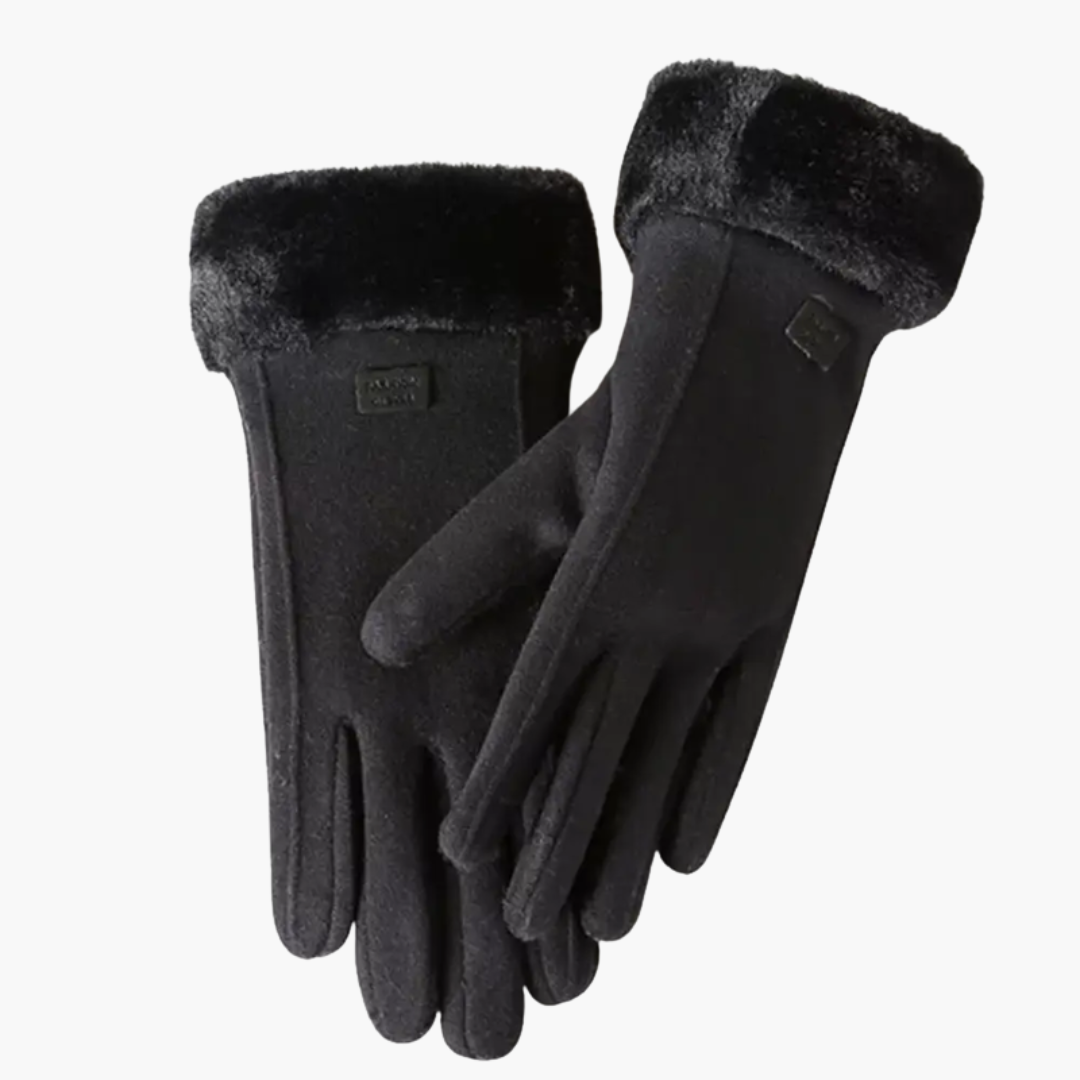 Women's Winter Gloves Insulated with Faux Suede and Fur Cuffs - Image 1