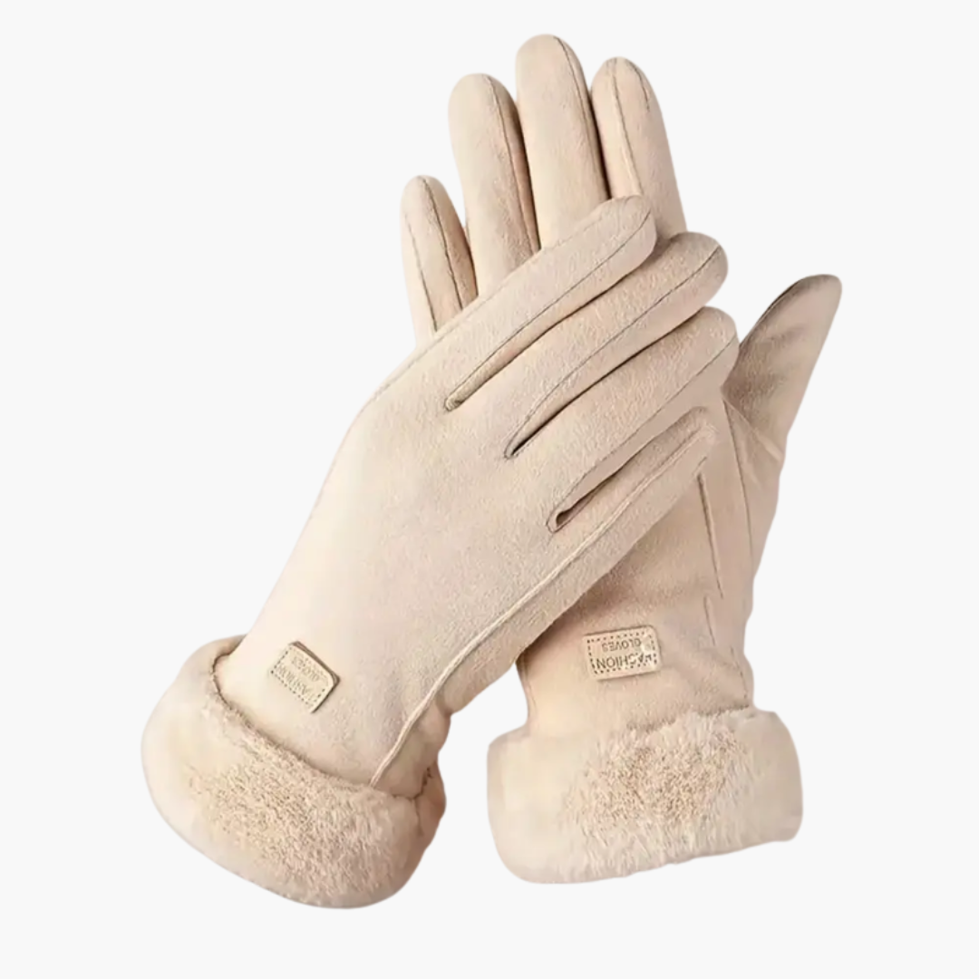 Women's Winter Gloves Insulated with Faux Suede and Fur Cuffs - Image 2