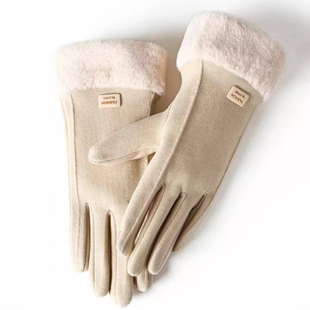 Women's Winter Gloves with Faux Suede and Plush Fur Cuff Insulated Touchscreen - Image 3