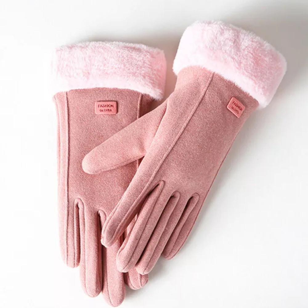 Women's Winter Gloves with Faux Suede and Plush Fur Cuff Insulated Touchscreen - Image 4