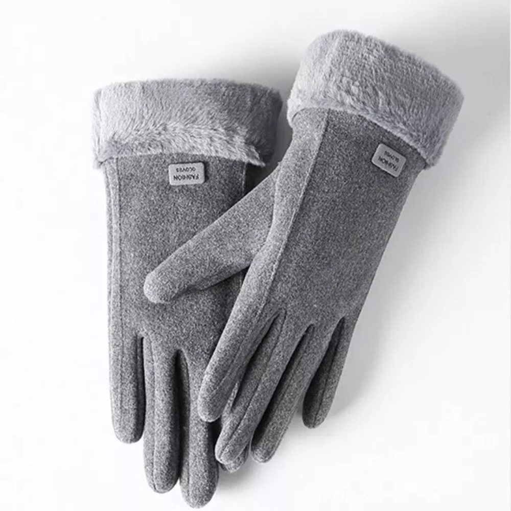 Women's Winter Gloves with Faux Suede and Plush Fur Cuff Insulated Touchscreen - Image 5
