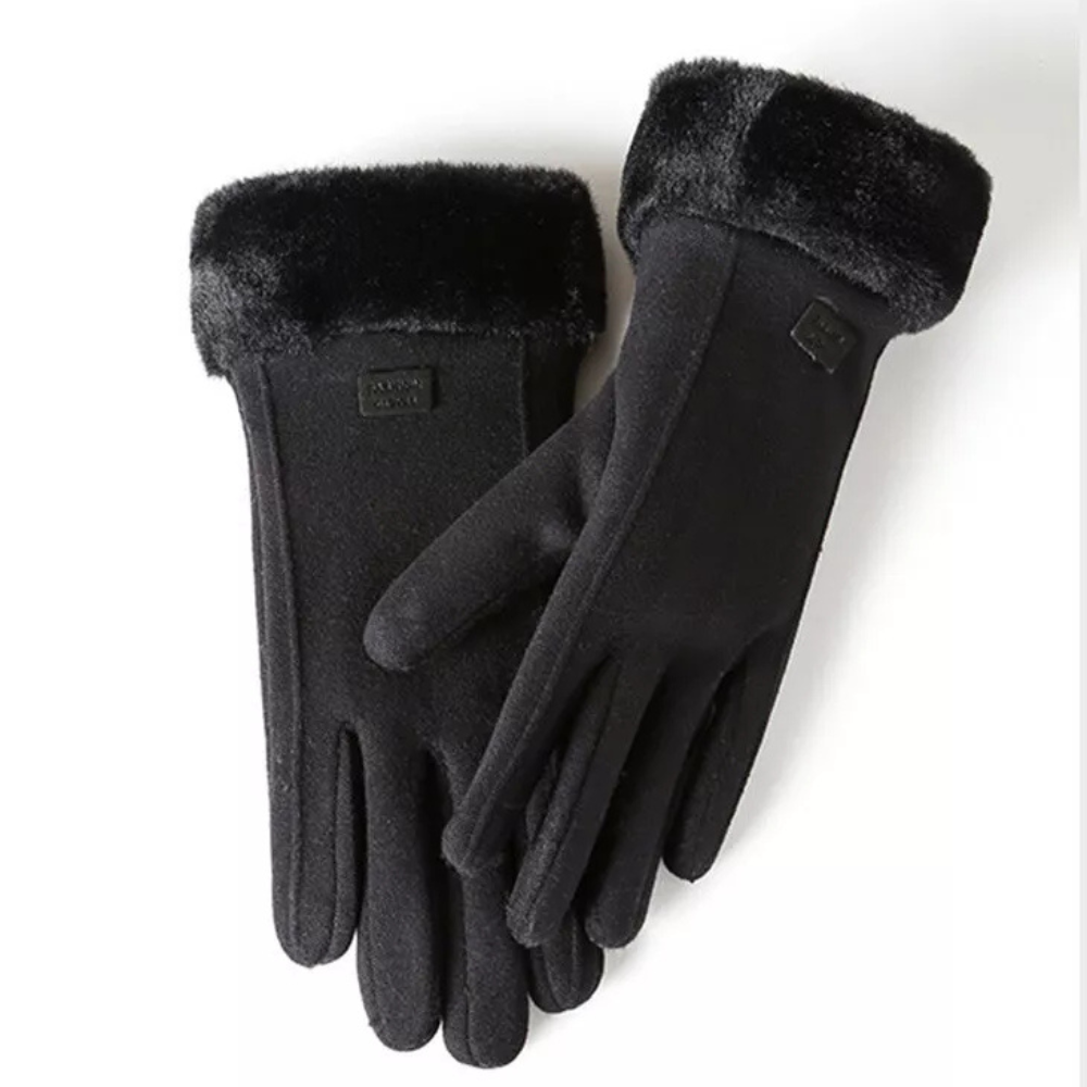 Women's Winter Gloves with Faux Suede and Plush Fur Cuff Insulated Touchscreen - Image 6