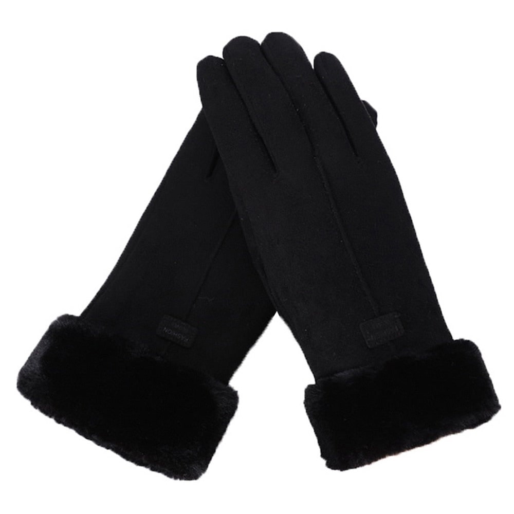 Women's Winter Gloves with Faux Suede Fleece Lined and Fur Cuff - Image 13