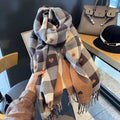 Women's Winter Plaid Scarf with Heart Print and Tassel Trim Christmas - Image 2