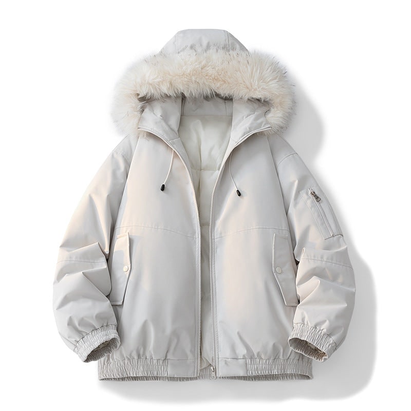 Women's Winter Puffer Bomber Jacket with Faux Fur Hood and Quilted Lining - Image 3