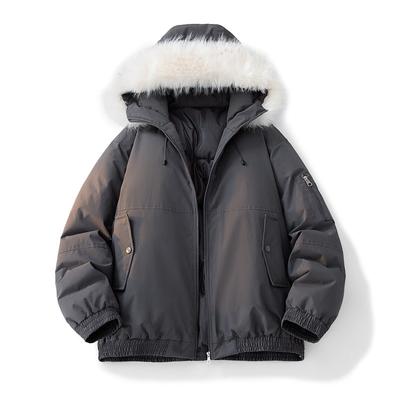 Women's Winter Puffer Bomber Jacket with Faux Fur Hood and Quilted Lining - Image 4