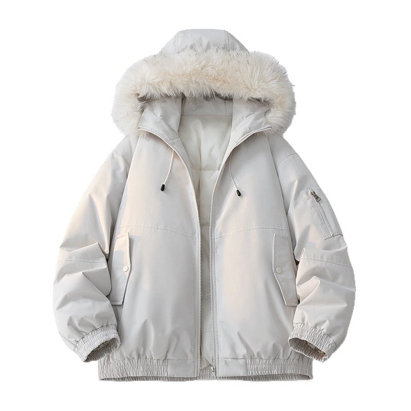 Women's Winter Puffer Bomber Jacket with Faux Fur Hood and Quilted Lining - Image 5