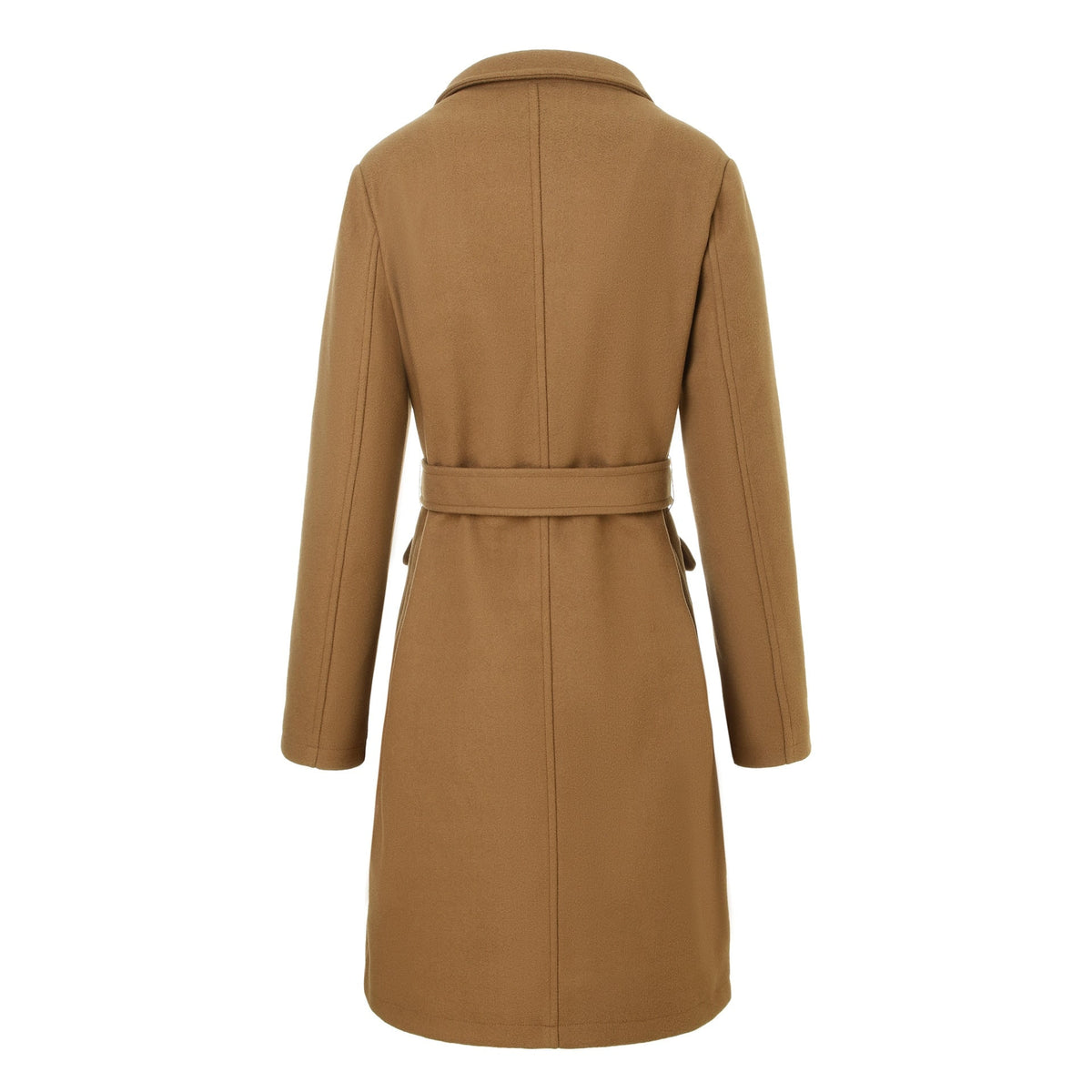 Women's Winter Wrap Coat with Tie Belt and Notched Lapel Mid-Length - Image 3