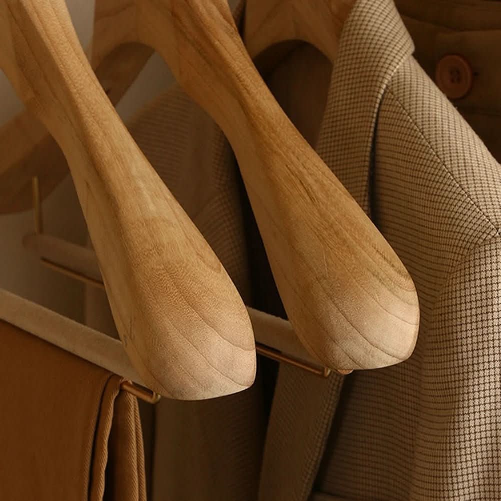 Women's Wooden Clothes Hangers with Bar and Adjustable Clips - Image 4