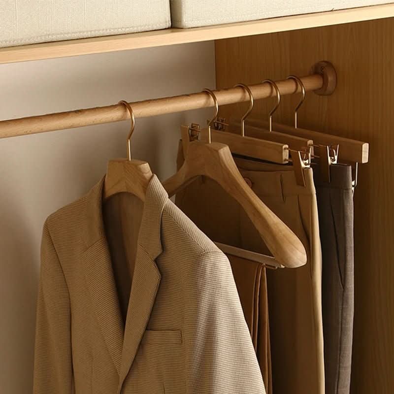 Women's Wooden Clothes Hangers with Bar and Adjustable Clips - Image 5