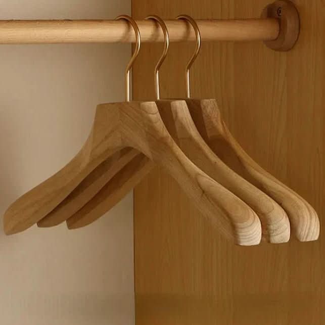 Women's Wooden Clothes Hangers with Bar and Adjustable Clips - Image 6