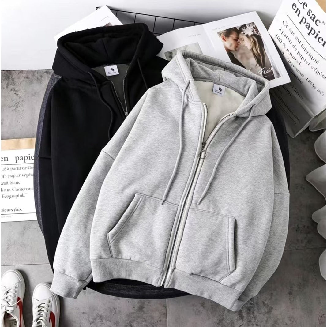 Women's Zip Up Sherpa Lined Fleece Hoodie Jacket with Drawstring Hood - Image 2
