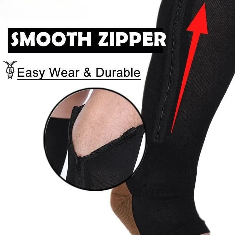 Women's Zipper Compression Socks Knee High Graduated Open Toe with Reinforced Heel - Image 5