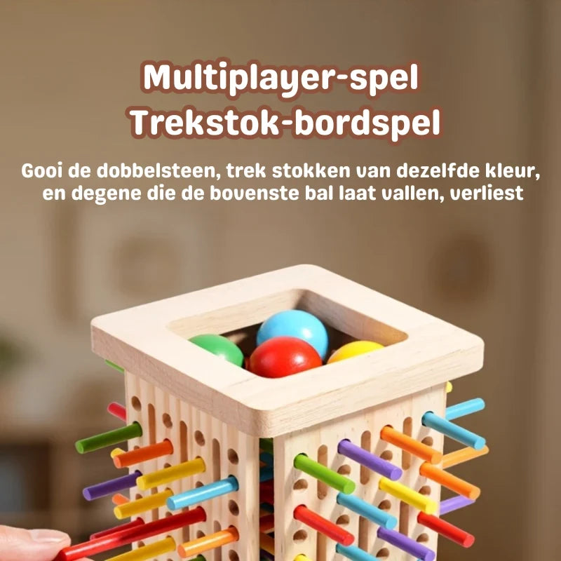 Wooden Tower Game with Colored Sticks and Balls for Educational Balance Play - Image 4