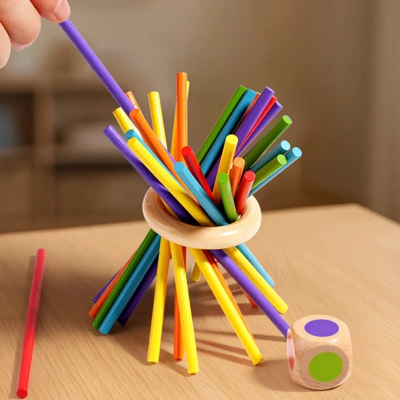 Wooden Tower Game with Colored Sticks and Balls for Educational Balance Play - Image 8