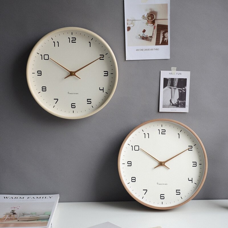 Wooden Wall Clock with Minimalist Face and Silent Movement Modern Nordic Design - Image 1