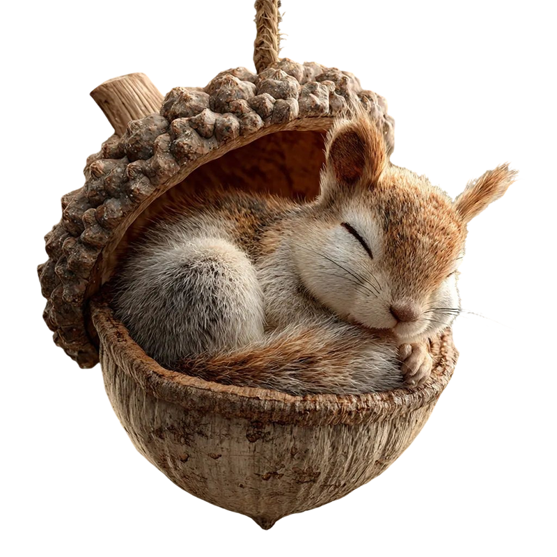 Woodland Christmas Ornaments Handmade Resin Acorn with LED Lights and Jute Hanger - Image 3