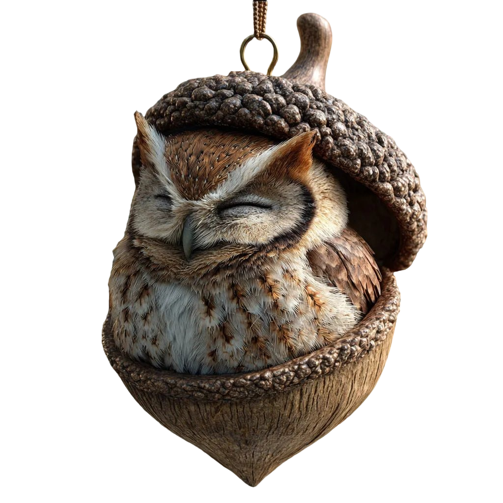 Woodland Christmas Ornaments Handmade Resin Acorn with LED Lights and Jute Hanger - Image 6