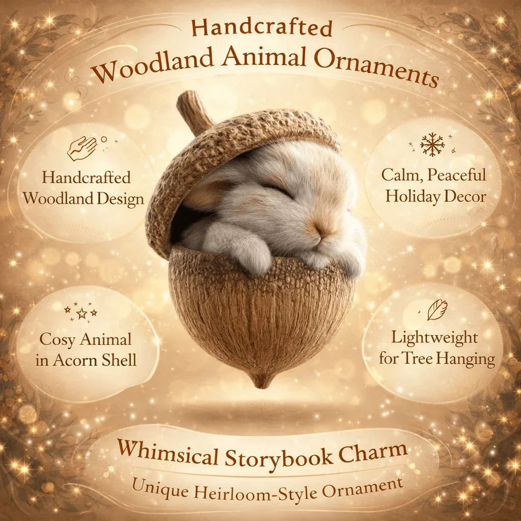 Woodland Christmas Ornaments with Handmade Acorn Animal Design for Tree Decorations - Image 4